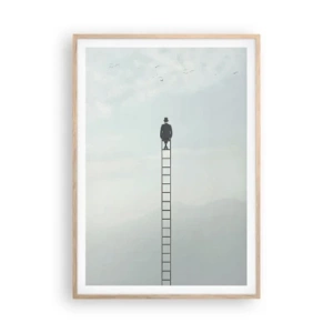 Een poster in een licht eiken lijst - Stap verder op! - 70x100 cm