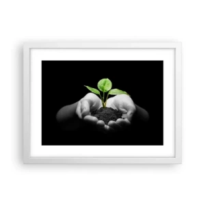 Poster in een witte lijst - Ik hou van de natuur, ik bescherm haar - 40x30 cm