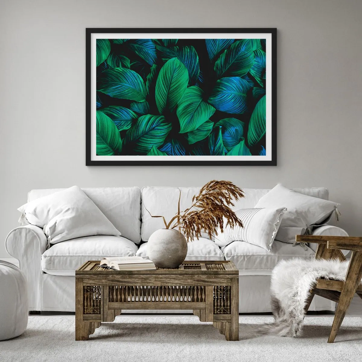 Poster in een zwarte lijst - In de groene menigte - 70x50 cm