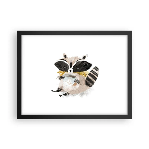 Poster in een zwarte lijst - Mijn vriend de wasbeer - 40x30 cm