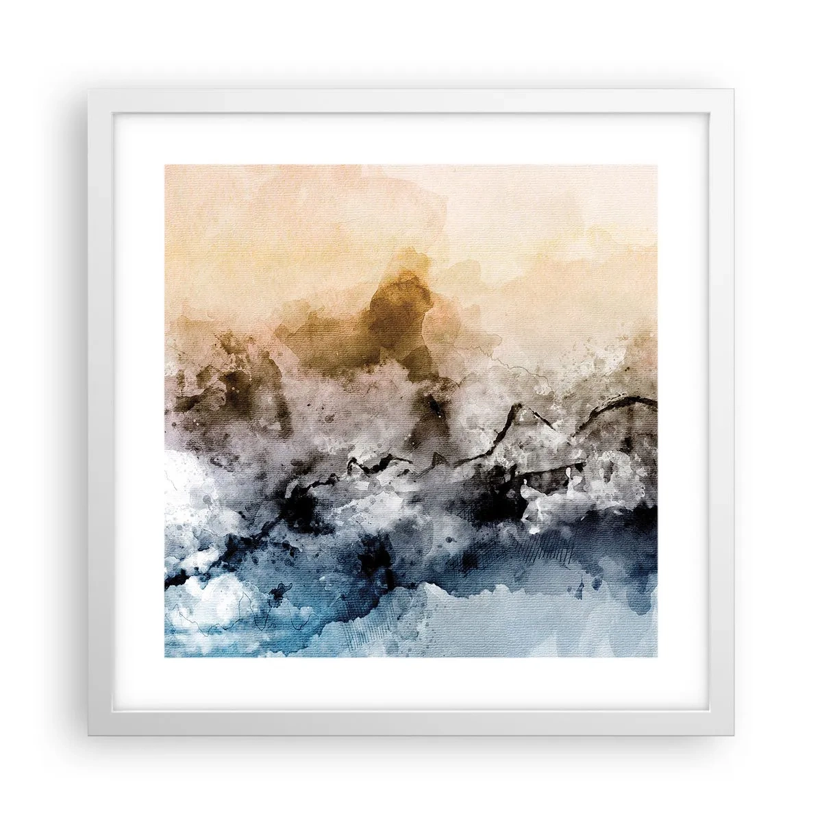 Poster in een witte lijst - Verdronken in een wolk van mist - 40x40 cm