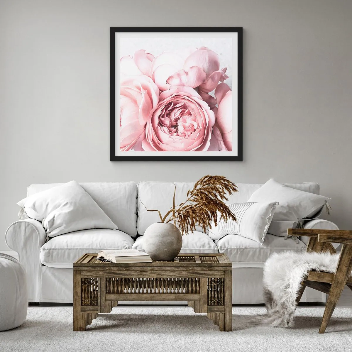 Poster in een zwarte lijst - Voor romantici - 60x60 cm