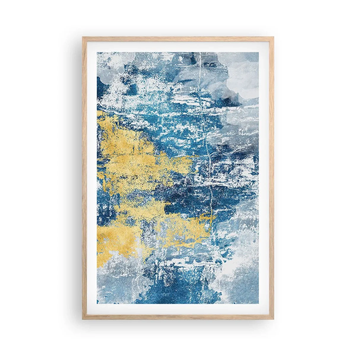 Een poster in een licht eiken lijst - Abstractie vol met weer - 61x91 cm
