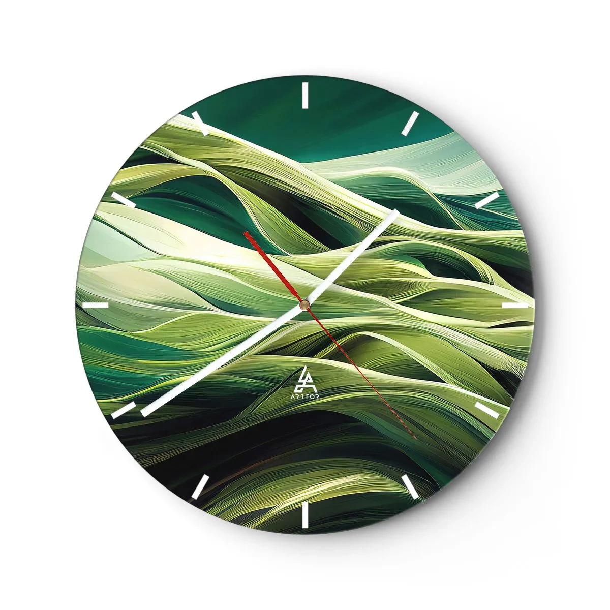 Wandklok - Klok - Abstract groen spel - 40x40 cm
