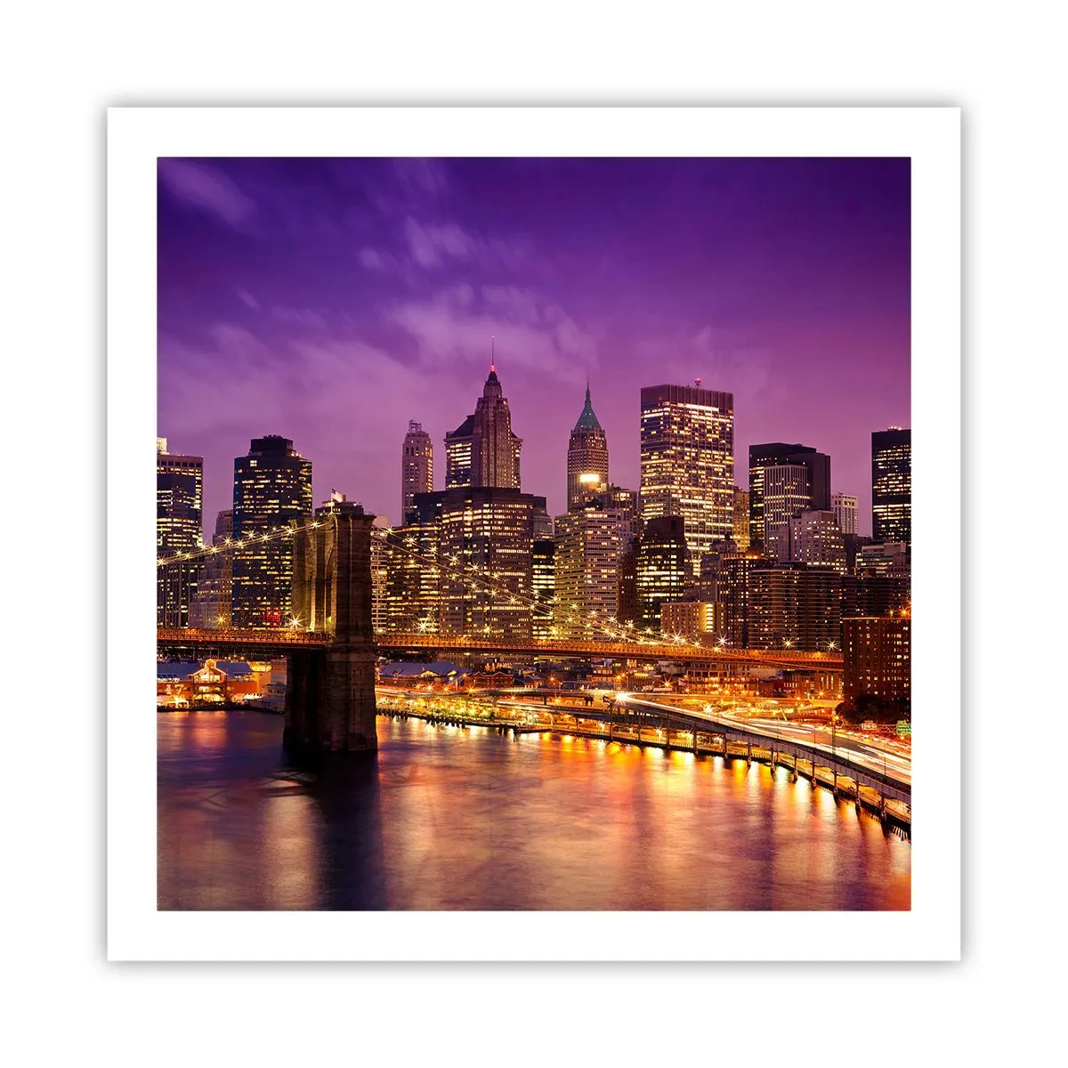 Poster - Violet-goud Manhattan - 60x60 cm