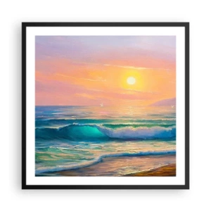 Poster in een zwarte lijst - Een turquoise lied van de golven - 60x60 cm