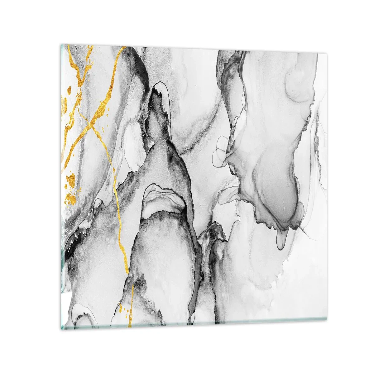 Schilderen op glas - Compositie met een gouden motief - 70x70 cm