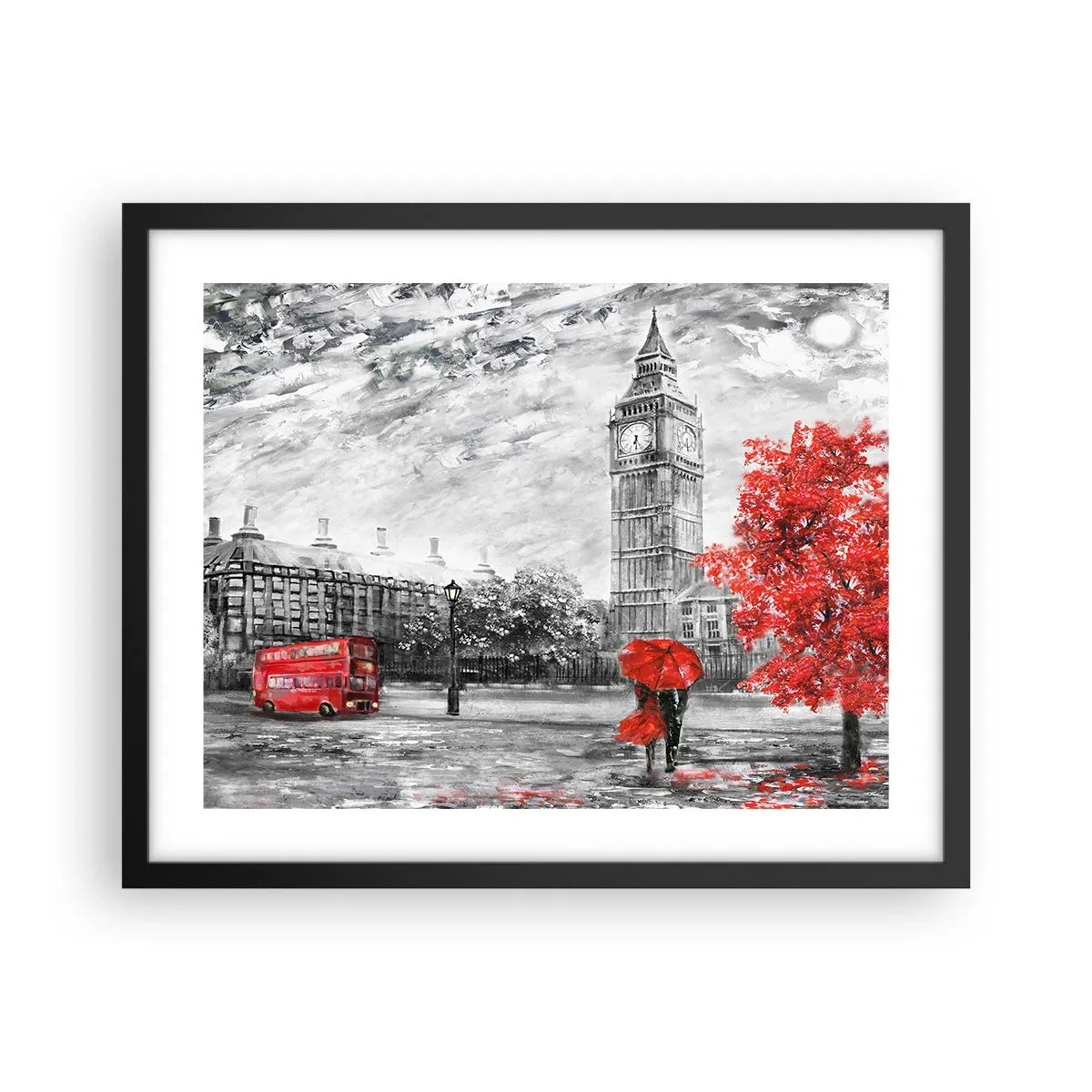 Poster in een zwarte lijst - Een spannende dag - 50x40 cm