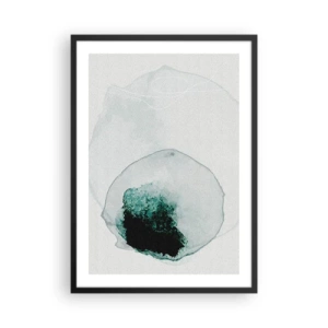 Poster in een zwarte lijst - Abstracte organische vorm in tinten groen - 50x70cm - In een druppel water - Moderne wanddecoratie voor woonkamer en slaapkamer ARTTOR