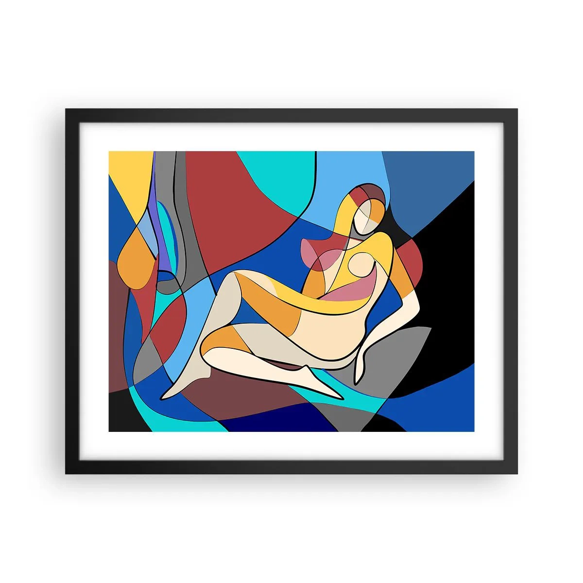 Poster in een zwarte lijst - Kubistisch naakt - 50x40 cm