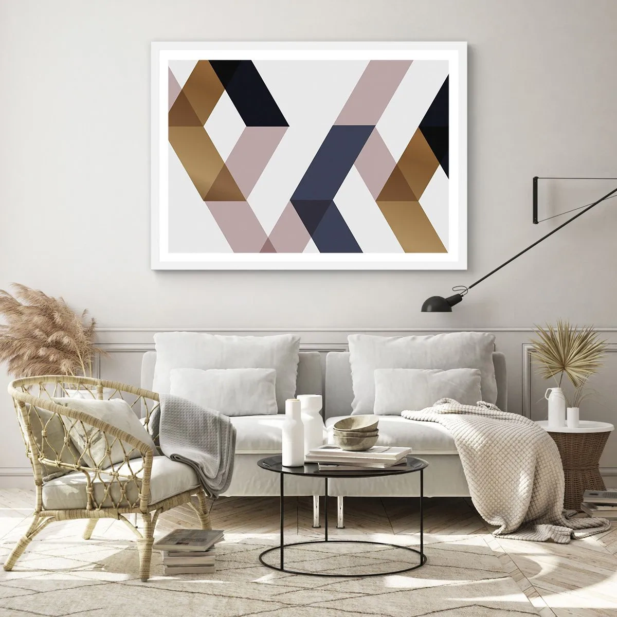 Poster in een witte lijst - Vlakken en hoeken - 70x50 cm