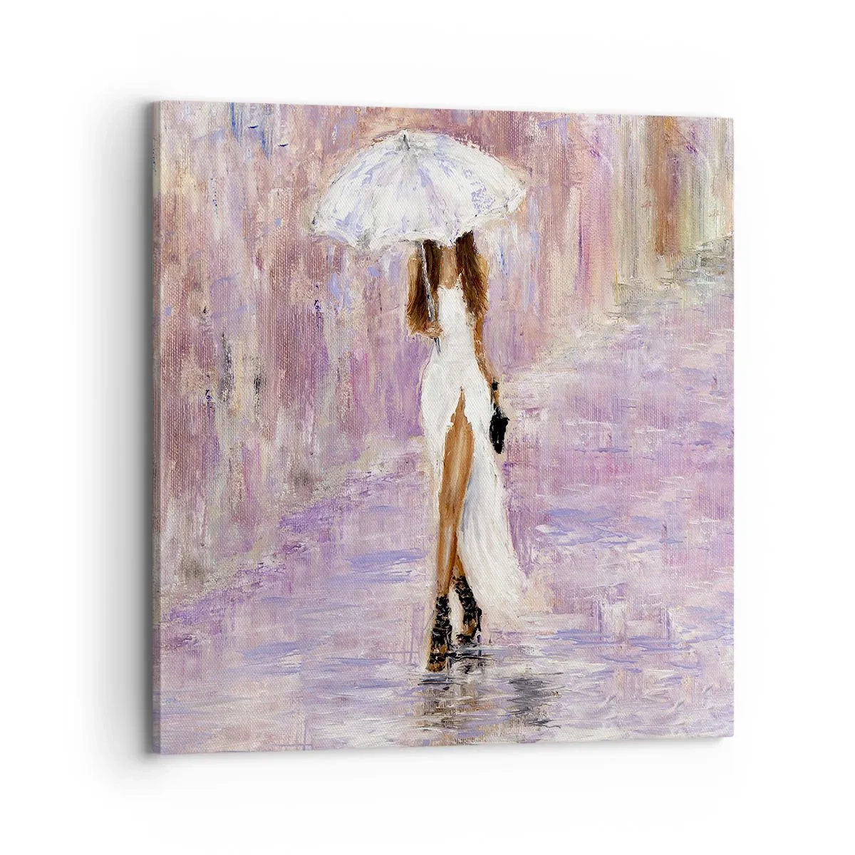 Schilderen op canvas - In de lila regen - 70x70 cm