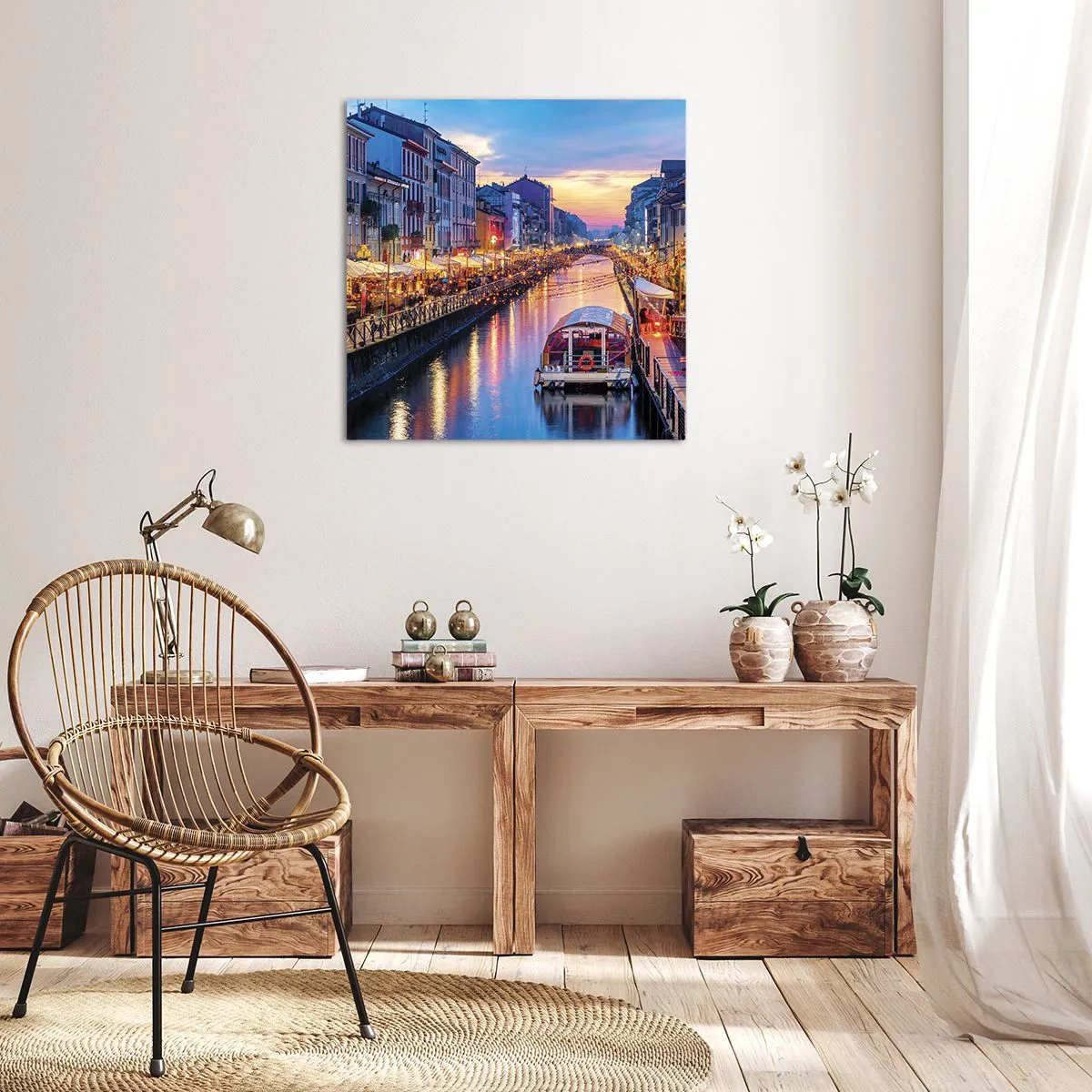 Schilderen op canvas - Een avond vol licht en plezier - 50x50 cm