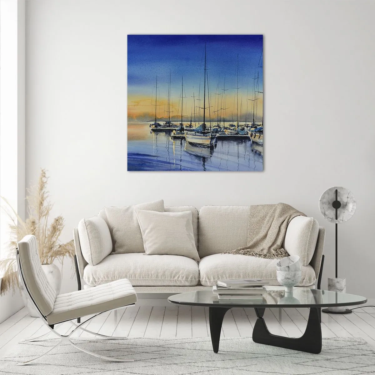 Schilderen op glas - Einde van een goede dag - 70x70 cm