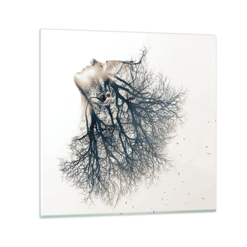 Schilderen op glas - Luisteren naar het gefluister van bomen - 30x30 cm