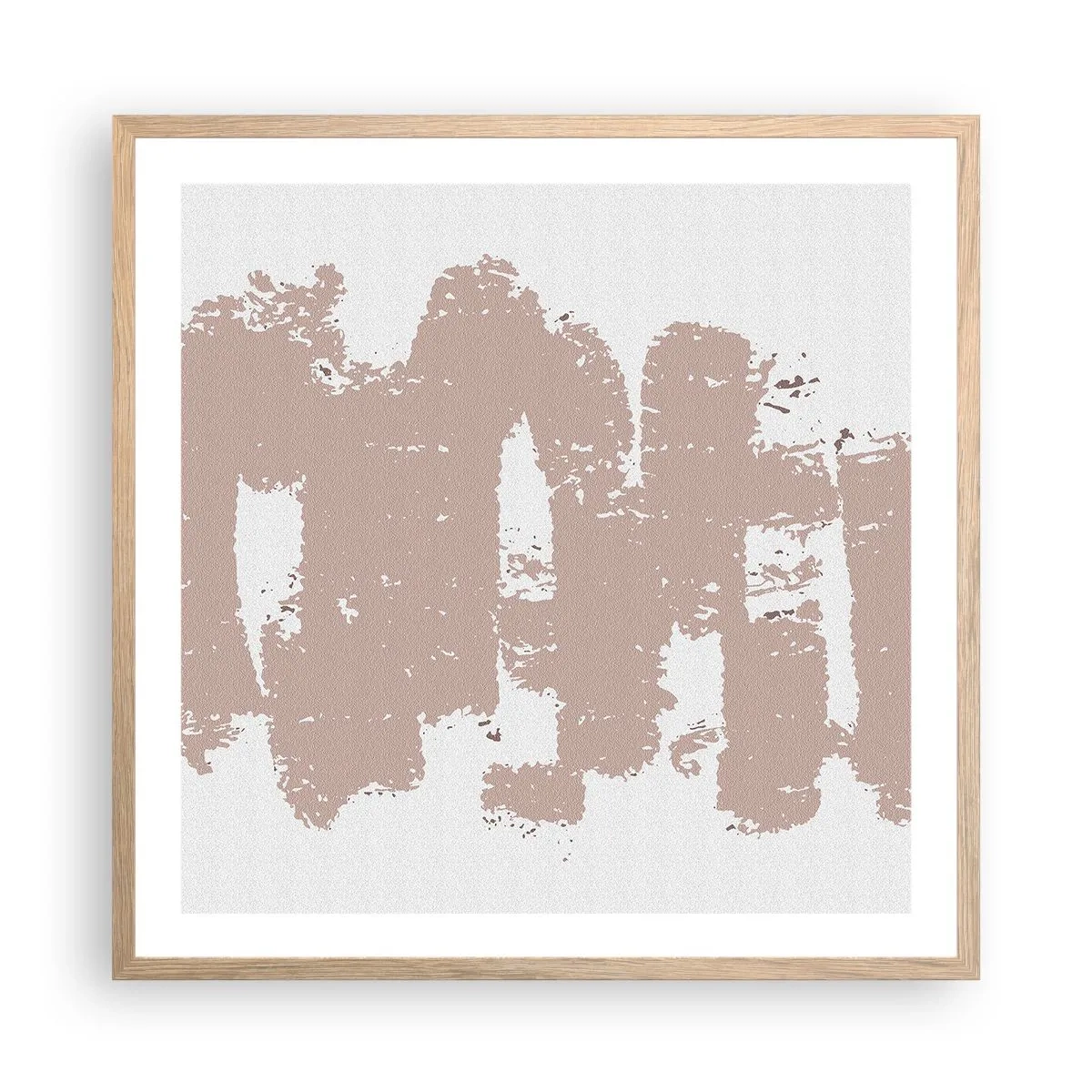 Een poster in een licht eiken lijst - Abstractie in zachtroze - 60x60 cm