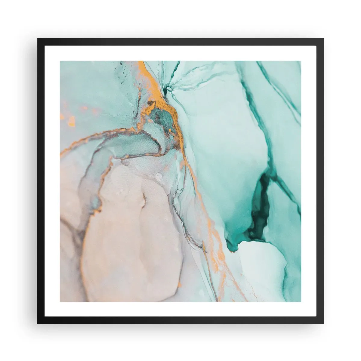 Poster in een zwarte lijst - Een dans van vormen en kleuren - 60x60 cm