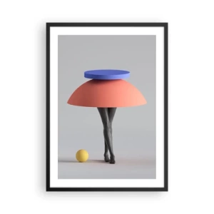 Poster in een zwarte lijst - Surrealistisch figuur met geometrische vormen - 50x70cm - Surrealistische compositie - Moderne wanddecoratie voor woonkamer en slaapkamer ARTTOR