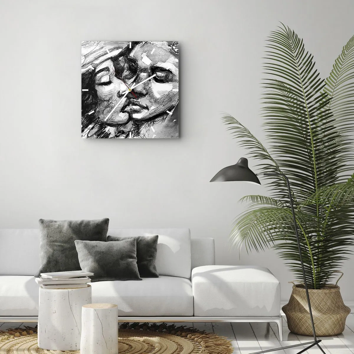 Wandklok - Klok - Een teder moment - 40x40 cm