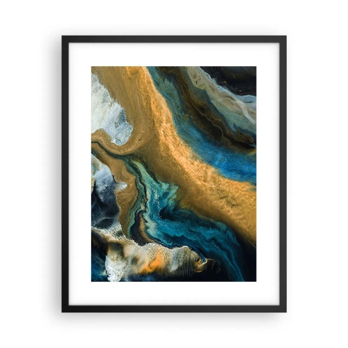 Poster in een zwarte lijst - Blauw - geel - wederzijdse invloeden - 40x50 cm