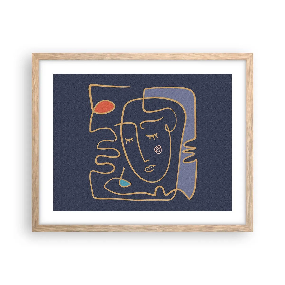 Een poster in een licht eiken lijst - In nadenken - 50x40 cm