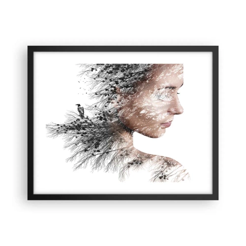 Poster in een zwarte lijst - De geest van het bos - 50x40 cm