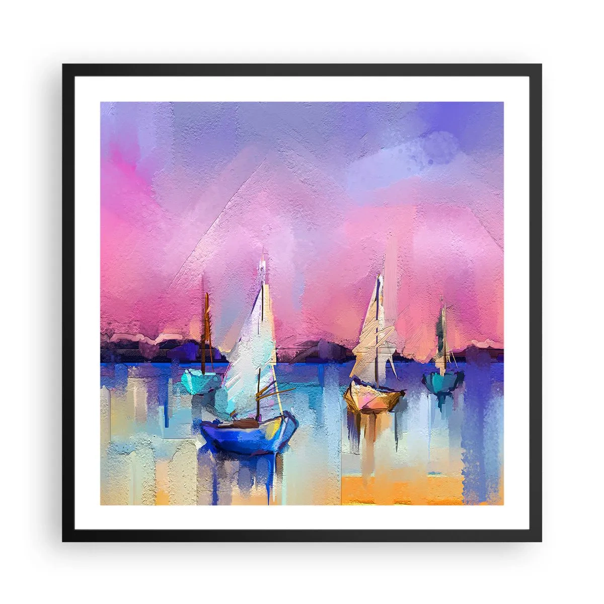 Poster in een zwarte lijst - Richting: breed water - 60x60 cm