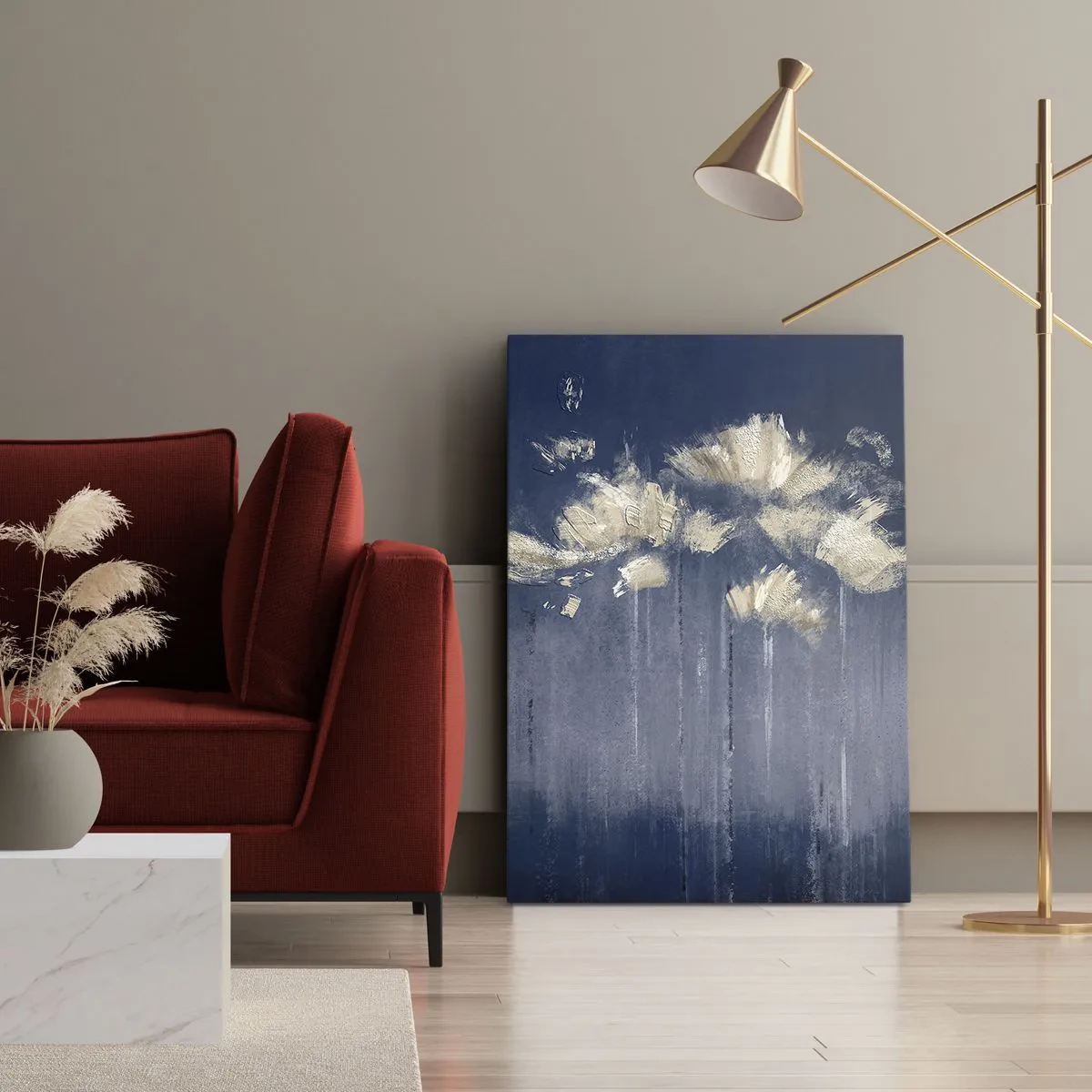 Schilderen op canvas - Als bloemblaadjes in de wind - 45x80 cm