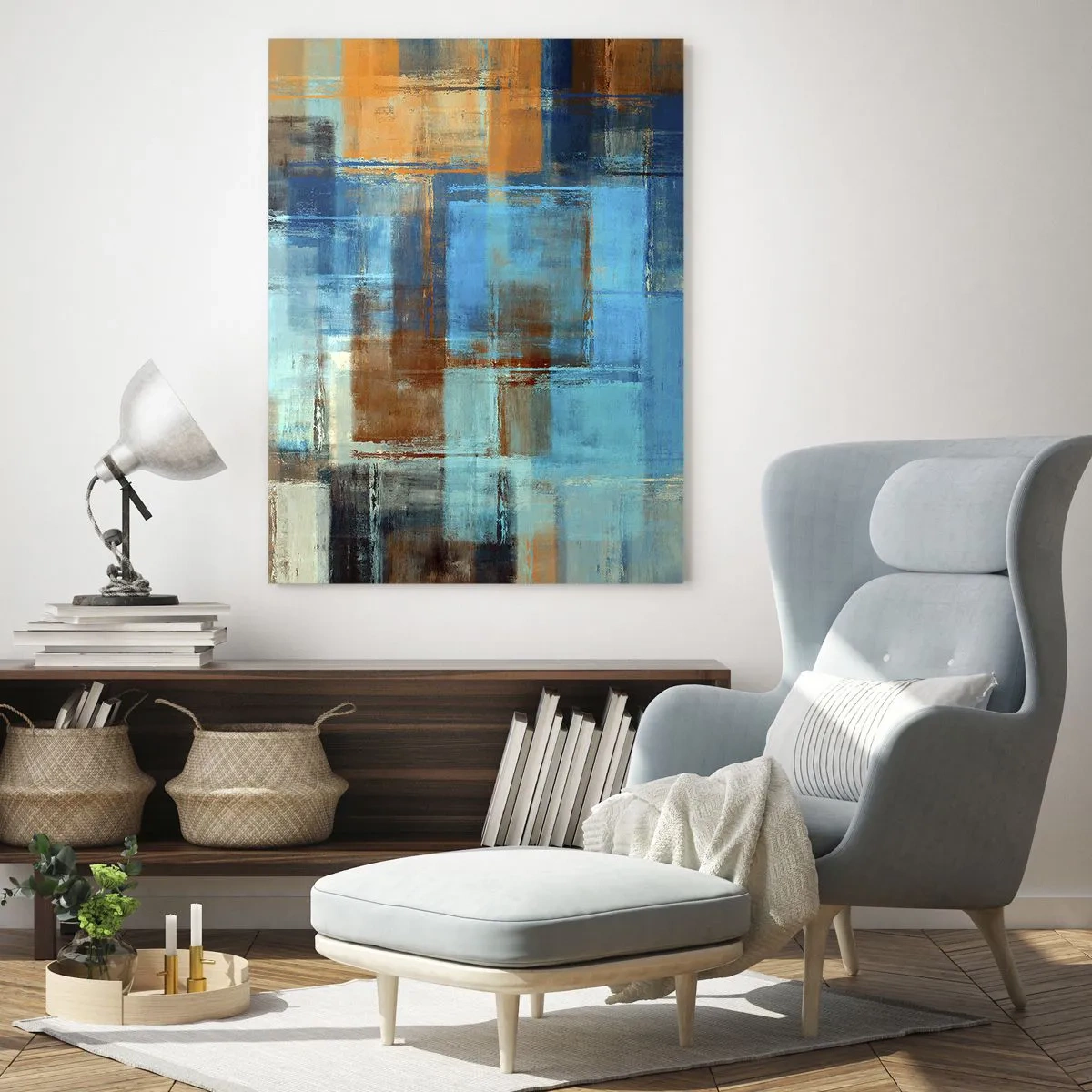 Schilderen op glas - Door de blauwe sluier - 80x120 cm