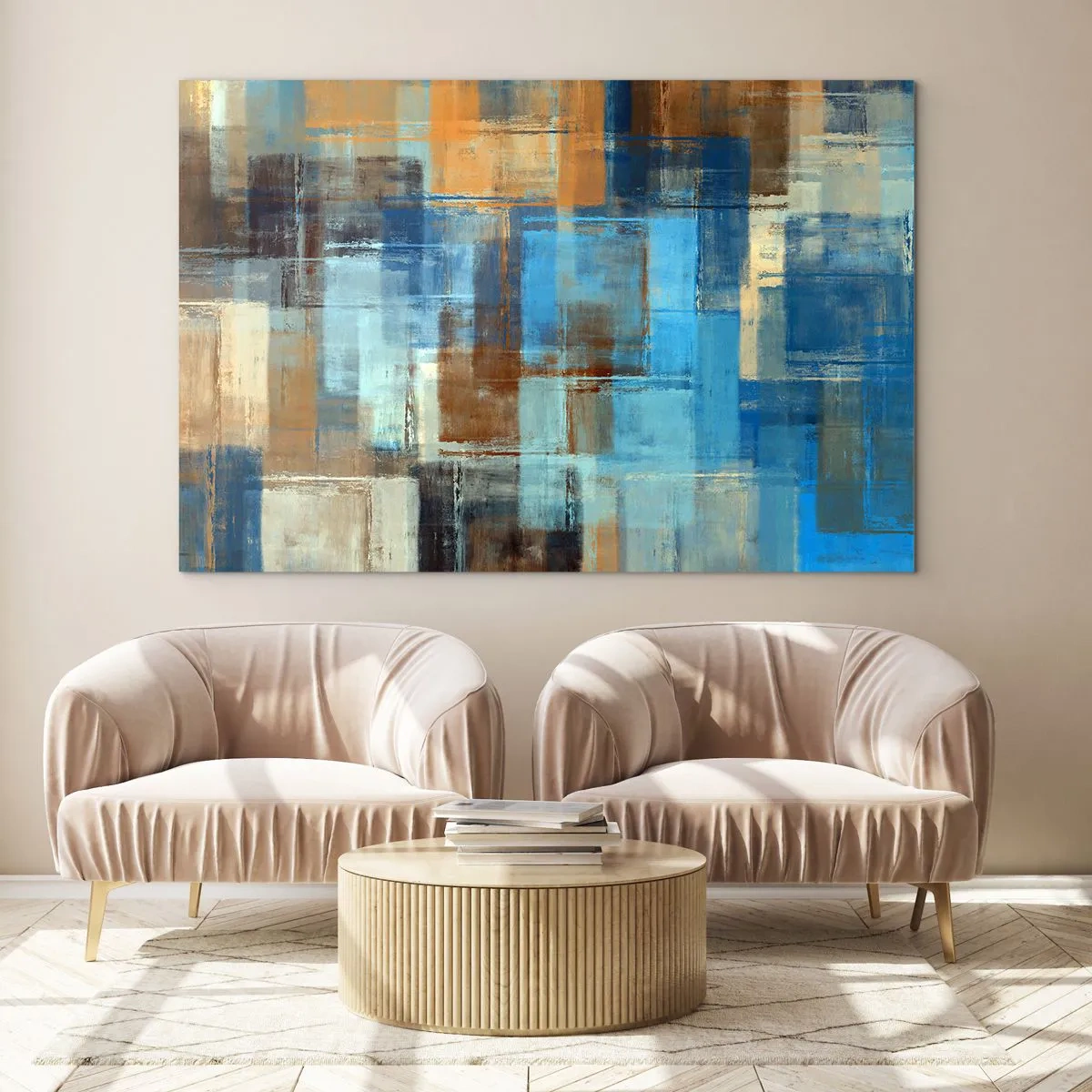 Schilderen op glas - Door de blauwe sluier - 100x70 cm