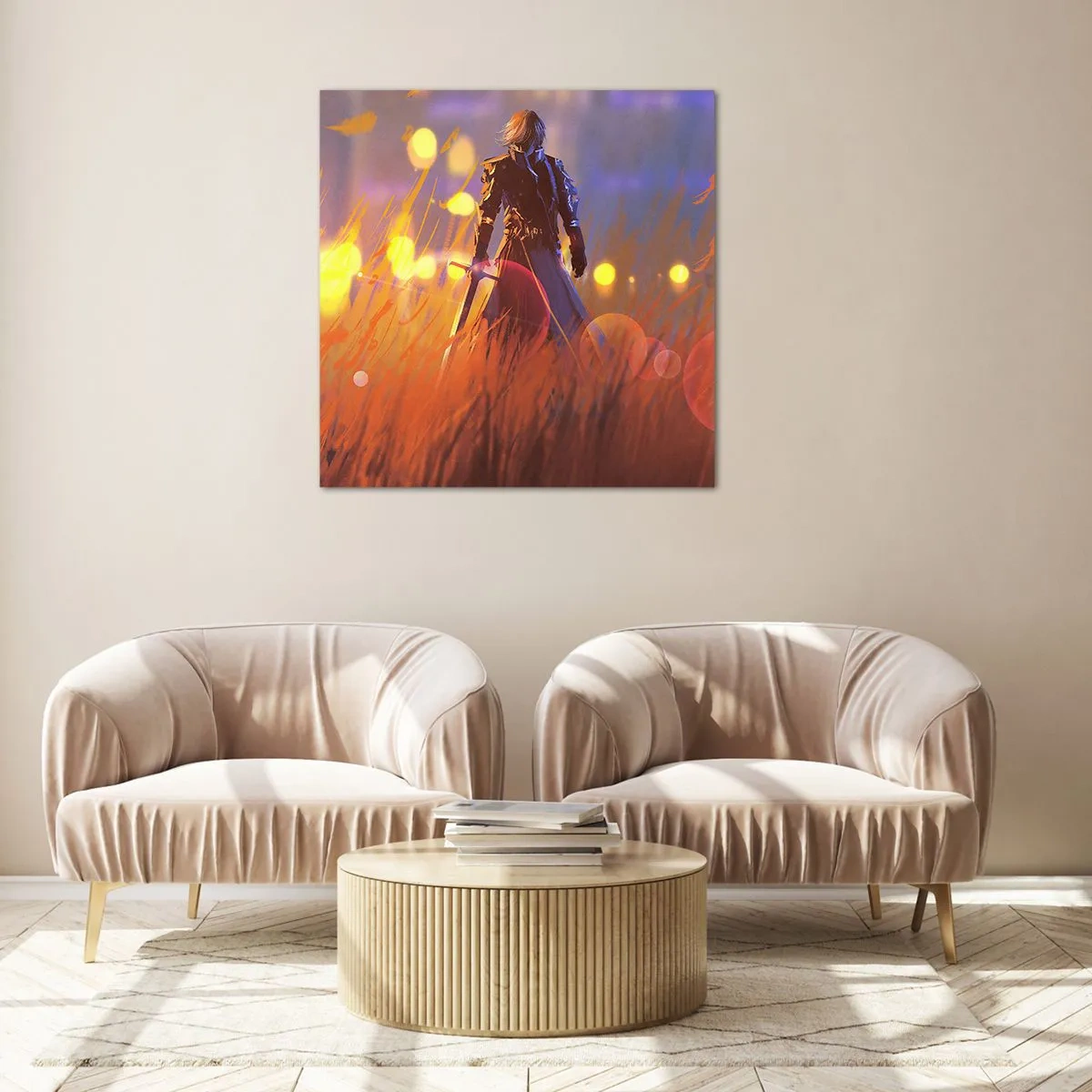 Schilderen op glas - Dolende ridder - 60x60 cm