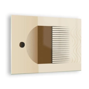 Schilderen op glas - Beige en bruine abstractie met geometrische vormen en lijnen - 70x50cm - verschillende staten - Moderne wanddecoratie voor woonkamer en slaapkamer ARTTOR