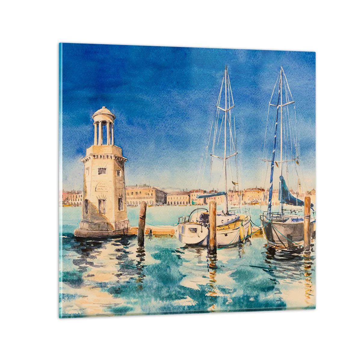 Schilderen op glas - Zonnige lagune - 70x70 cm
