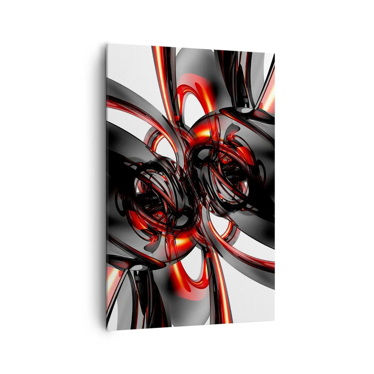 Schilderen op canvas - Beweging in grafiet en rood - 80x120 cm