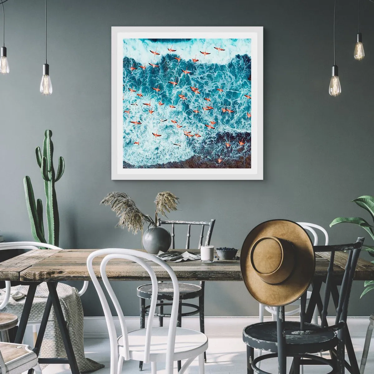 Poster in een witte lijst - De kustparade - 60x60 cm