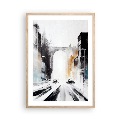 Een poster in een licht eiken lijst - Stadsstudie: architectuur en beweging - 50x70 cm