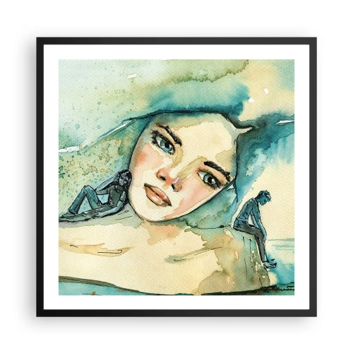 Poster in een zwarte lijst - Ben ik blauw? - 60x60 cm