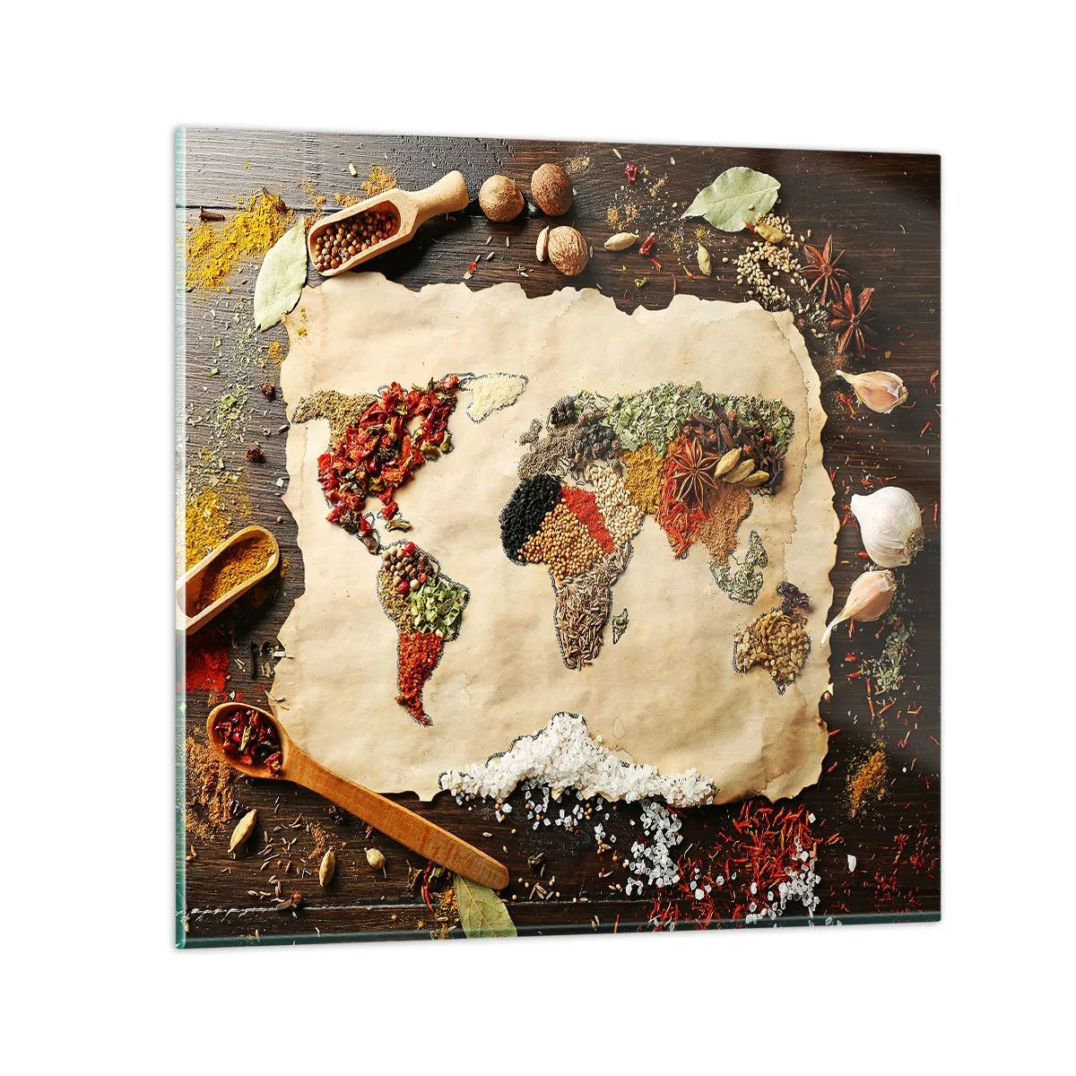 Schilderen op glas - Alle smaken van de wereld - 40x40 cm
