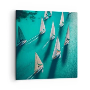 Schilderen op canvas - In een wedstrijd met de wind - 50x50 cm