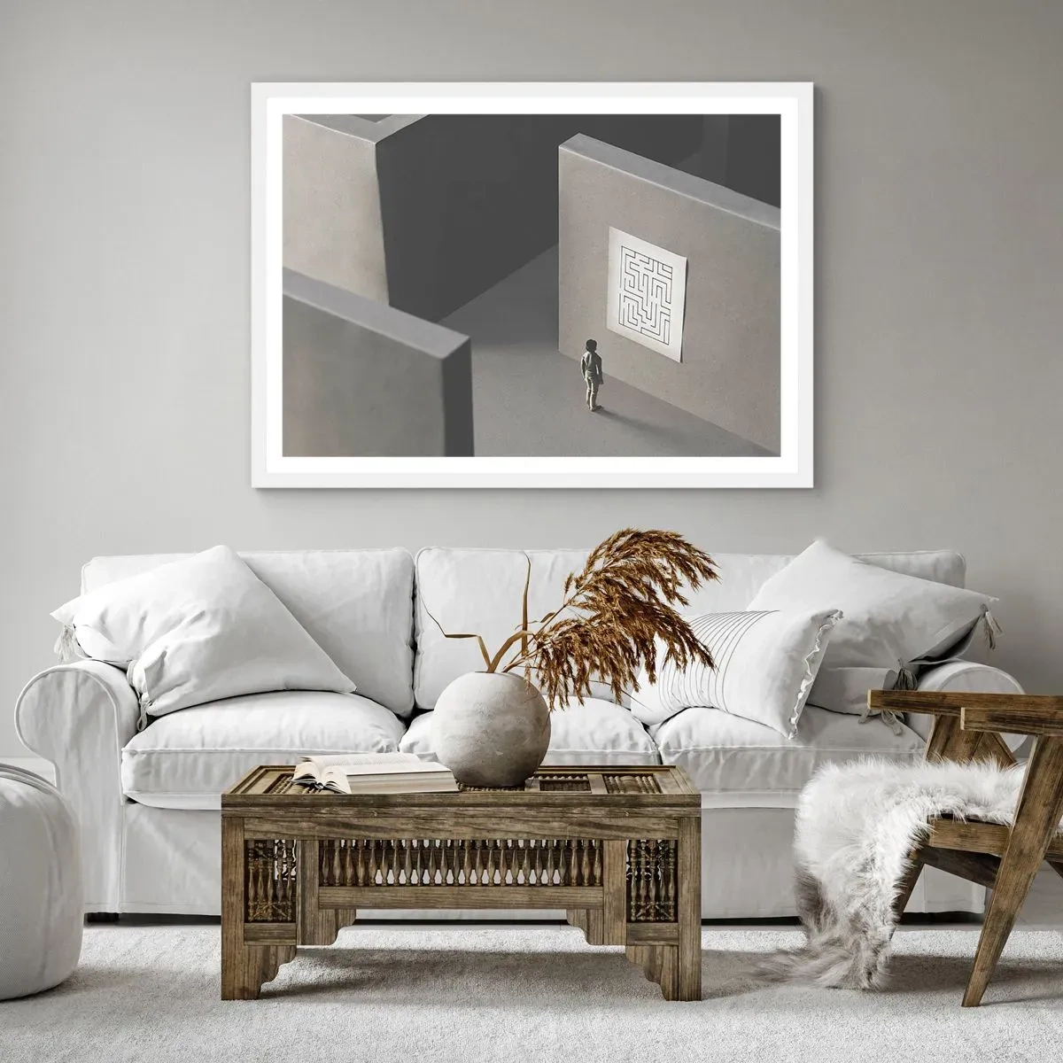 Poster in een witte lijst - Maar waar ben ik? - 70x50 cm