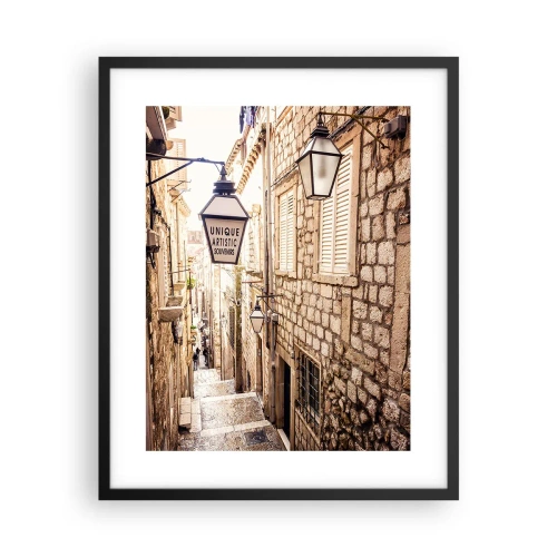 Poster in een zwarte lijst - Een charmant steegje - 40x50 cm