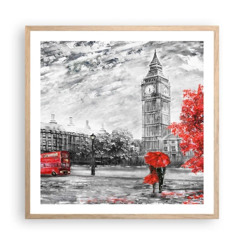 Een poster in een licht eiken lijst - Een spannende dag - 60x60 cm