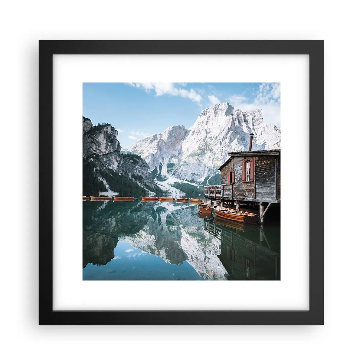 Poster in een zwarte lijst - Een kristalheldere bergochtend - 30x30 cm