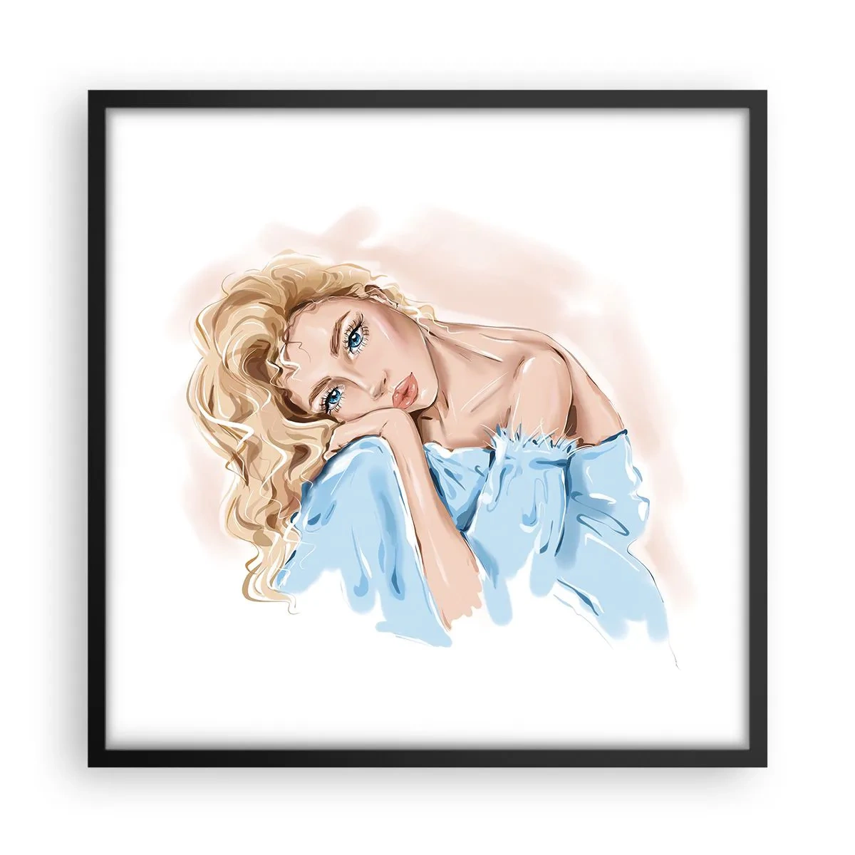 Poster in een zwarte lijst - Dromerig in het blauw - 50x50 cm