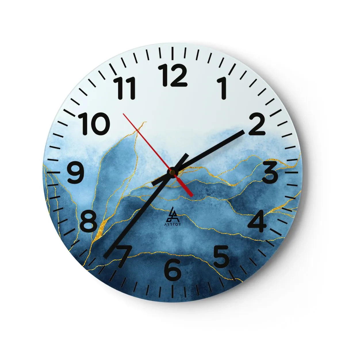 Wandklok - Klok - Blauw in goud - 40x40 cm