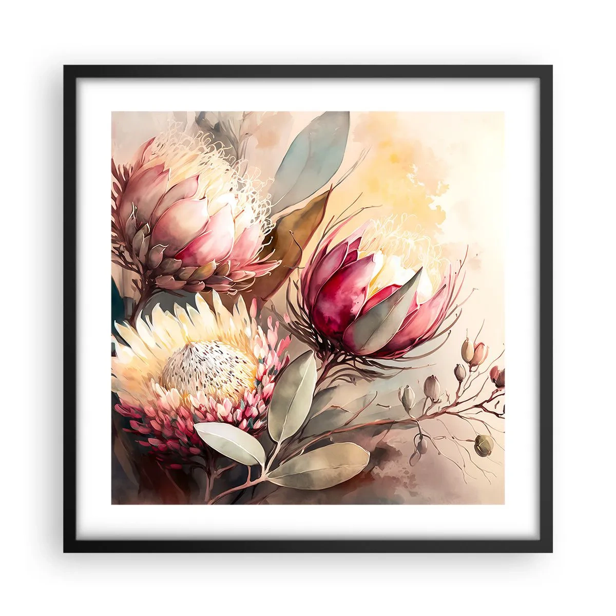 Poster in een zwarte lijst - In profiel en en face - 50x50 cm