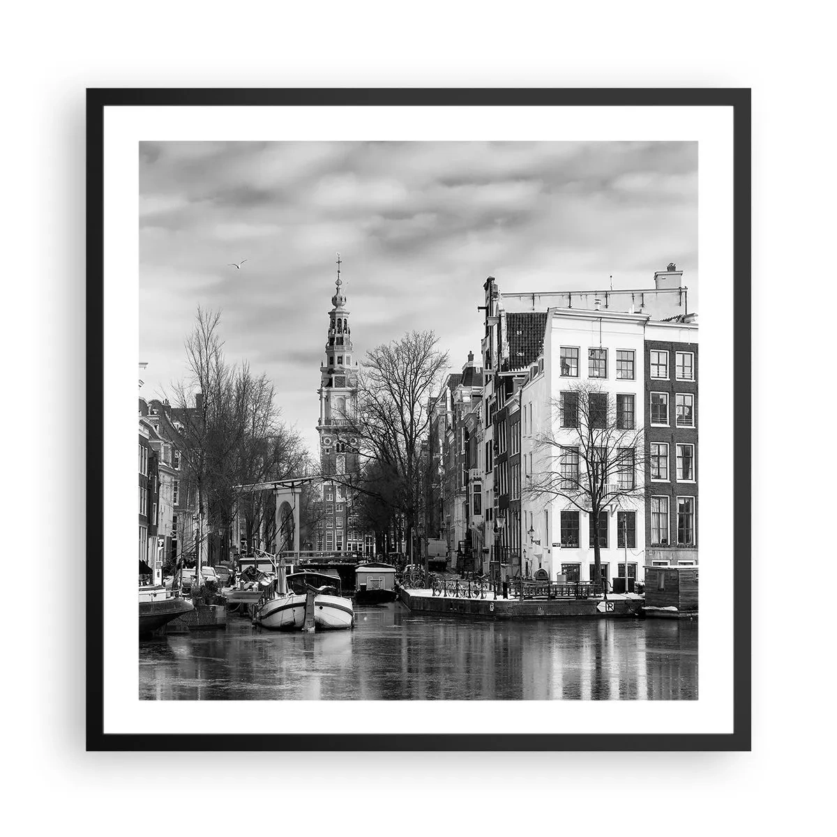 Poster in een zwarte lijst - Amsterdamse sferen - 60x60 cm