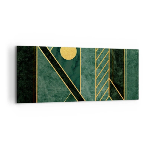 Schilderen op canvas - Dynamiek van goud en azuur - 100x40 cm