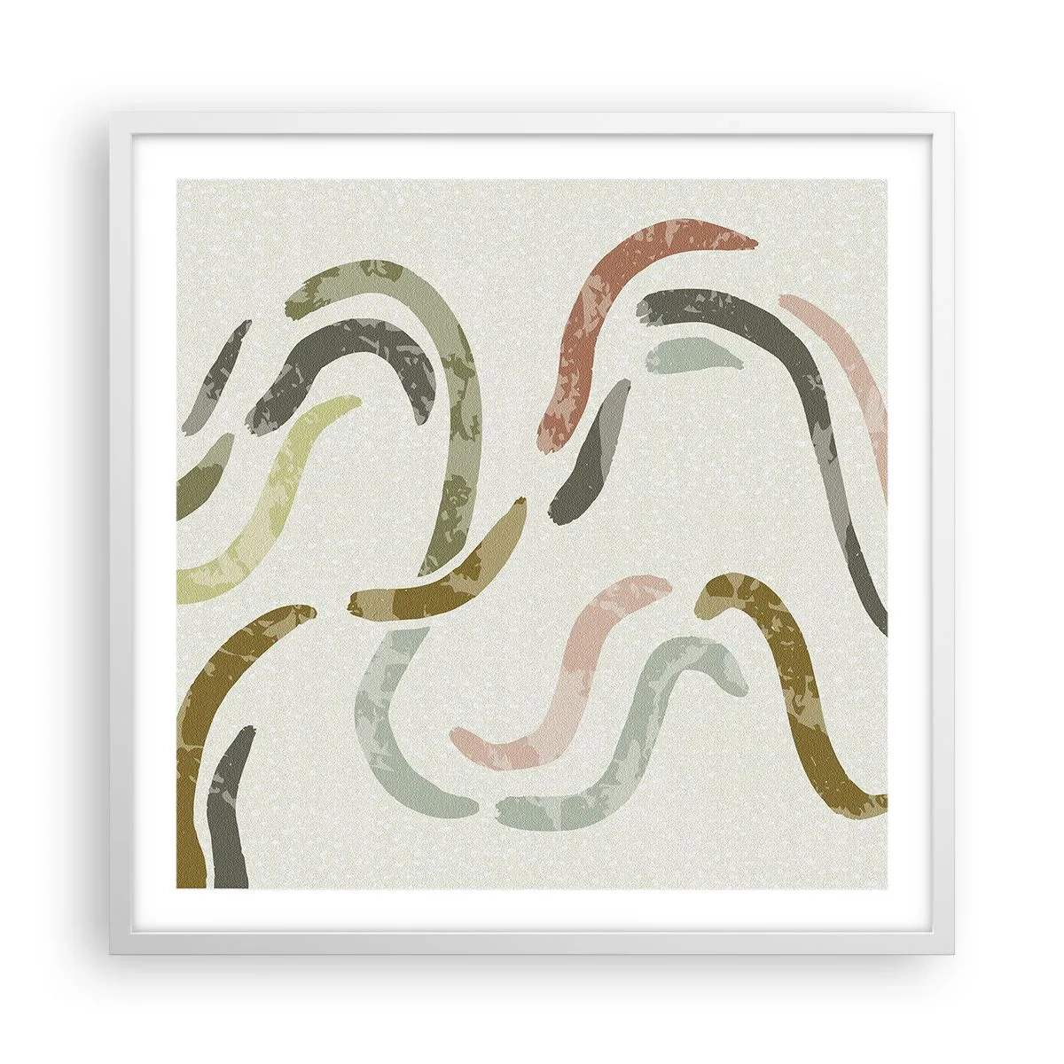 Poster in een witte lijst - Een vrolijke dans van abstractie - 60x60 cm