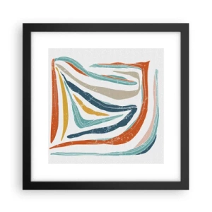Poster in een zwarte lijst - Abstractie met een vriendelijke glimlach - 30x30 cm